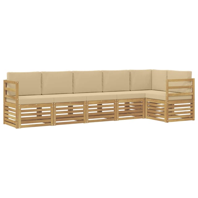 vidaXL Outdoor-Sofagarnitur 6 Stk Weiß und Beige 306 x 128,5 x 73 cm 3391898
