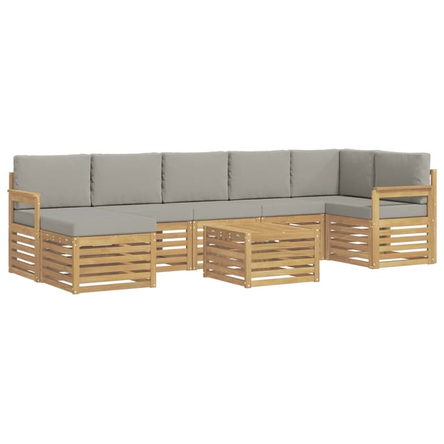 vidaXL Outdoor-Sofagarnitur 7-Tlg Weiß und Hellgrau 59 x 59 x 37 cm 3392221