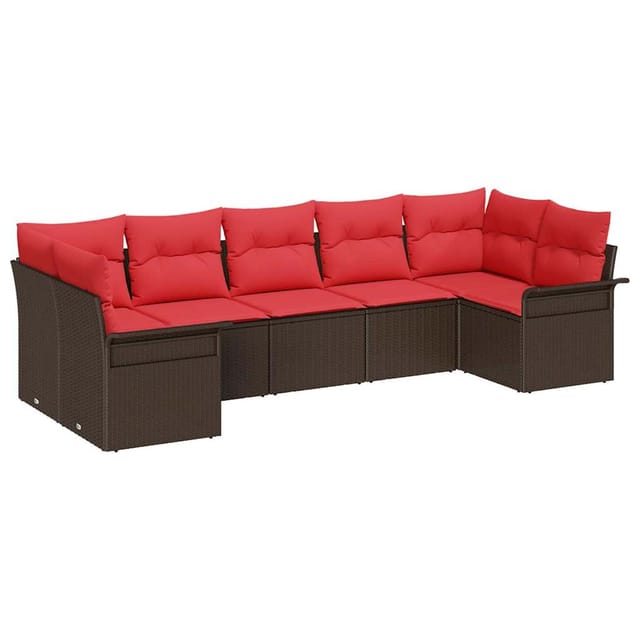 vidaXL Garten-Sofa-Set mit Speicher 7 Stk Braun Poly Rattan 3354183