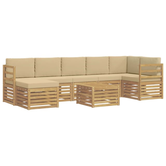 vidaXL Outdoor-Sofagarnitur 8 Stk Weiß und Beige 59 x 59 x 37 cm 3392218
