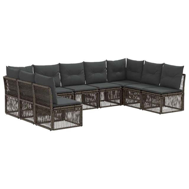 vidaXL Gartensofa-Set 9-Tlg Grau Poly-Rattan 3434321