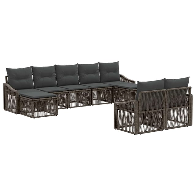 vidaXL Gartensofa-Set 9-Tlg Grau Poly-Rattan 3436133