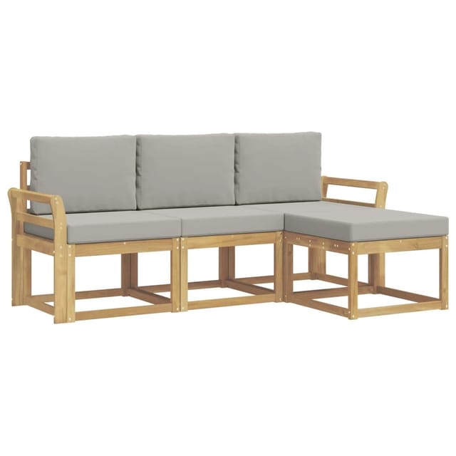 vidaXL Outdoor-Sofagarnitur 4-Tlg Weiß und Hellgrau 3387455