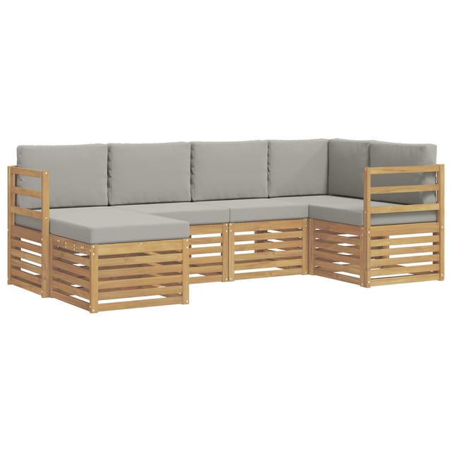 vidaXL Outdoor-Sofagarnitur 6 Stk Weiß und Hellgrau Polyester 3392096
