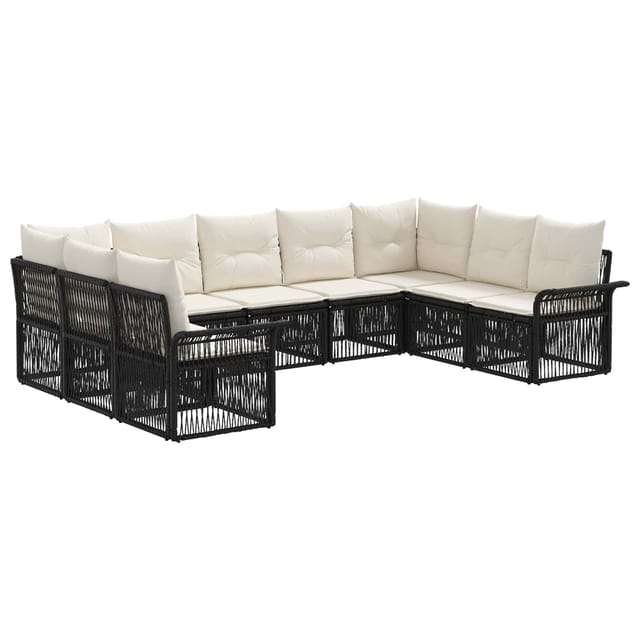 vidaXL Gartensofa-Set 9-Tlg Schwarz Poly-Rattan 3434932