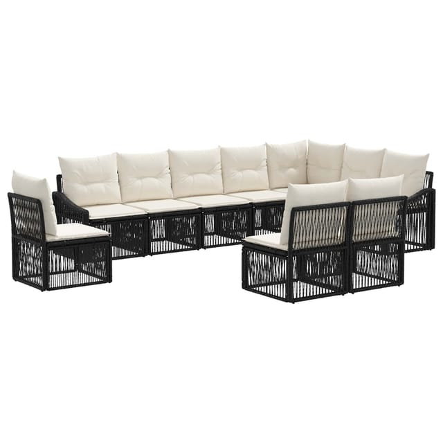 vidaXL Gartensofa-Set 10-Tlg Schwarz Poly-Rattan 3436033