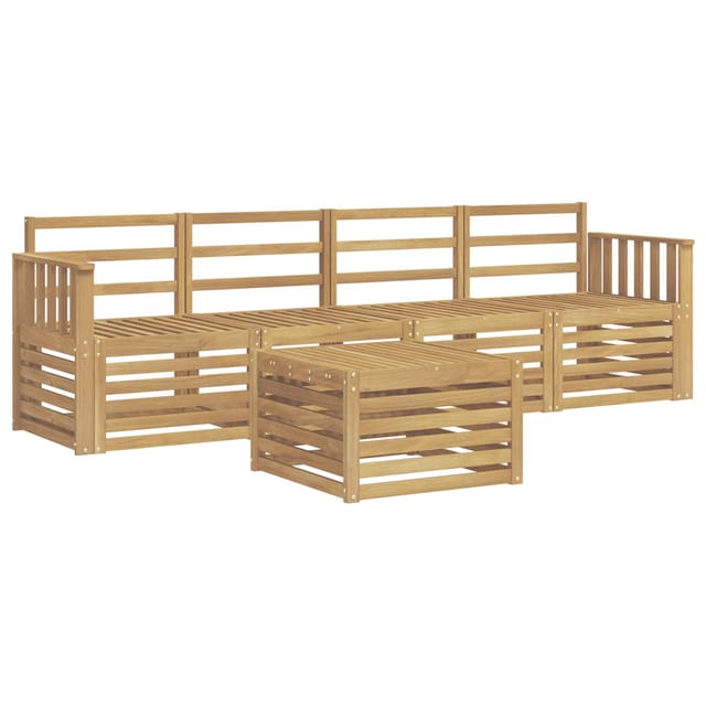 vidaXL Outdoor-Sofagarnitur 5-Tlg Weiß Massivholz Akazie 3391344