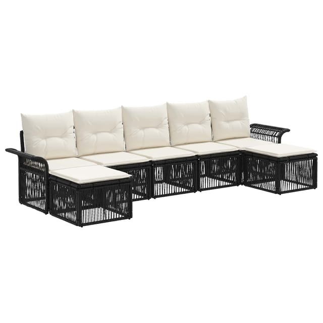 vidaXL Gartensofa-Set 7-Tlg Schwarz Poly-Rattan 3434914