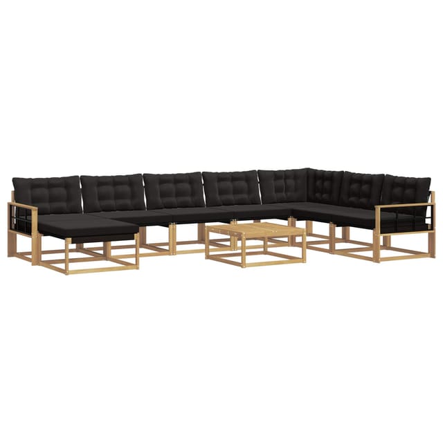 vidaXL Outdoor-Sofagarnitur 9-Tlg Weiß und Schwarz Massivholz Akazie 3389002