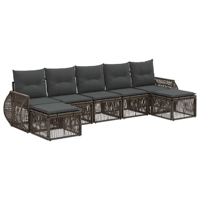 vidaXL Gartensofa-Set 7-Tlg Grau und Dunkelgrau Poly-Rattan 3435503