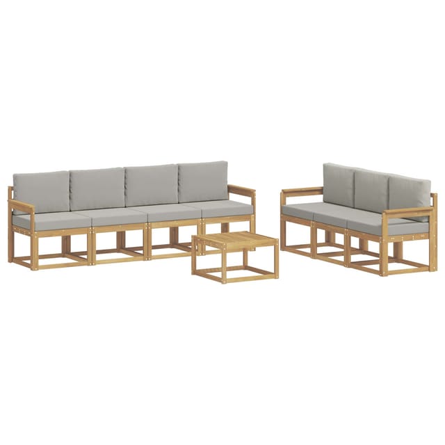 vidaXL Outdoor-Sofagarnitur 8-Tlg Weiß und Hellgrau 59 x 59 x 37 cm 3387340