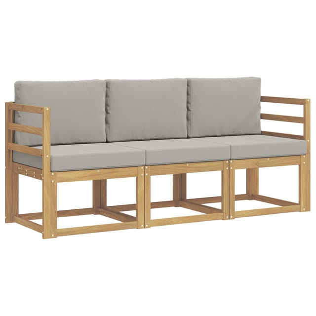 vidaXL Outdoor-Sofagarnitur 3-Tlg Weiß und Hellgrau 185,5 x 63 x 73 cm 3387160