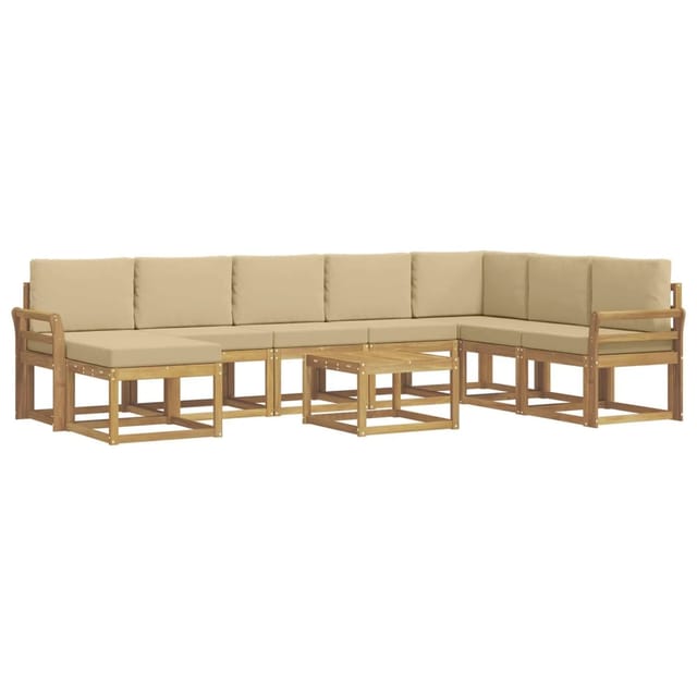 vidaXL Outdoor-Sofagarnitur mit Kissen 9-Tlg Weiß und Beige 3388087