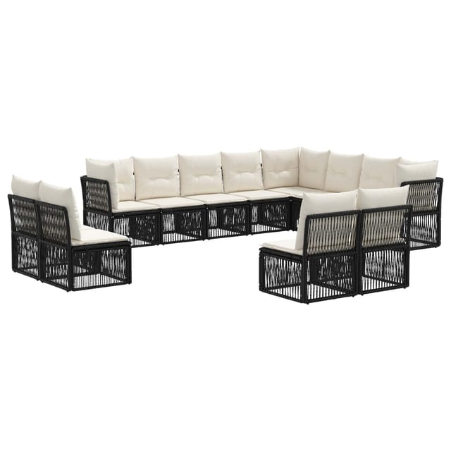 vidaXL Gartensofa-Set 12-Tlg Schwarz Poly-Rattan 3434410