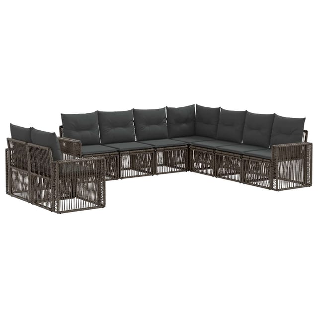 vidaXL Gartensofa-Set 9-Tlg Grau und Dunkelgrau Poly-Rattan 3435164
