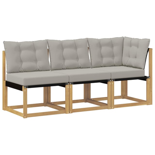 vidaXL Outdoor Mittel- und Ecksofa mit Kissen 3 Stück Weiß 901622