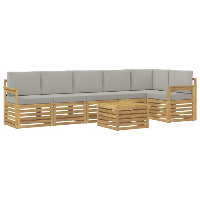 vidaXL Outdoor-Sofagarnitur 7-Tlg Weiß und Hellgrau 59 x 59 x 37 cm 3391941