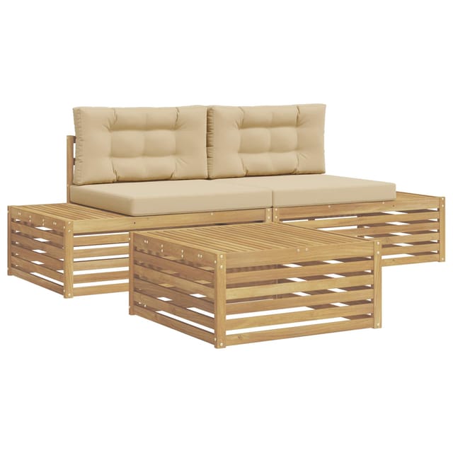 vidaXL 3 Stück Outdoor-Sofagarnitur Polyester Weiß 3391113