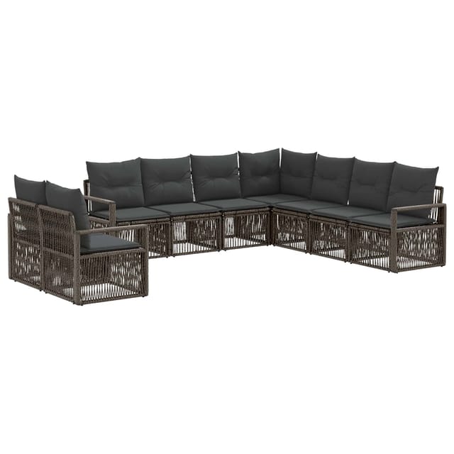 vidaXL Gartensofa-Set 9-Tlg Grau Poly-Rattan 3435752
