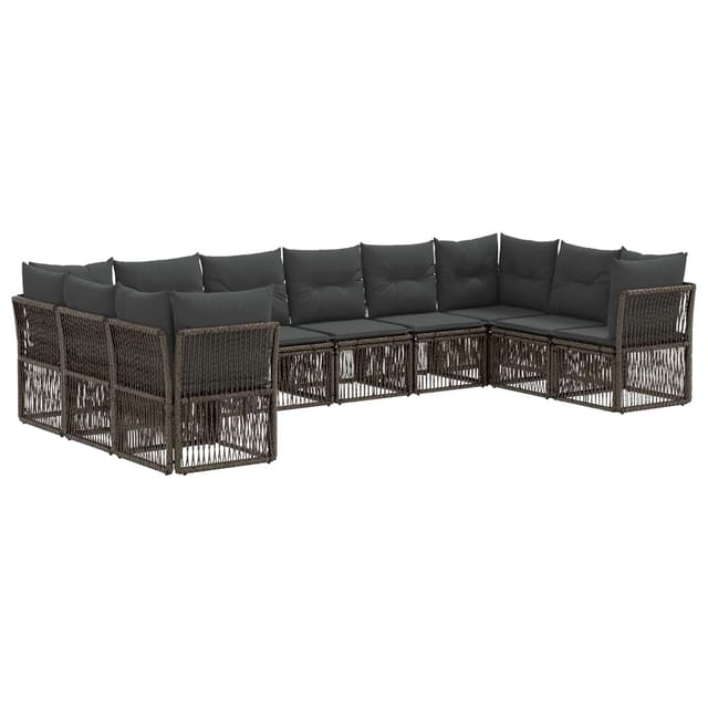 vidaXL Gartensofa-Set 10-Tlg Grau Poly-Rattan 3434345