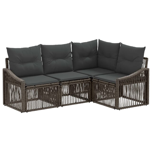 vidaXL Gartensofa-Set 4-Tlg Grau Poly-Rattan 3435998
