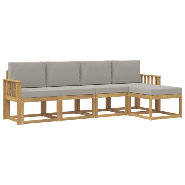 vidaXL Outdoor-Sofagarnitur 5-Tlg Weiß und Hellgrau 3387485