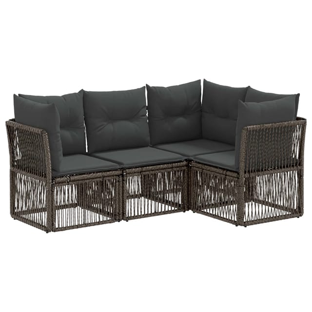 vidaXL Gartensofa-Set 4-Tlg Grau Poly-Rattan 3434210