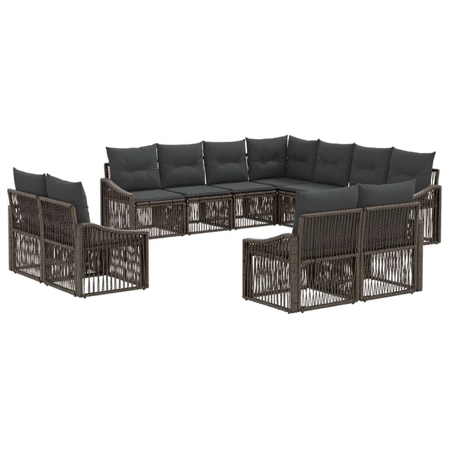 vidaXL Gartensofa-Set 11-Tlg Grau Poly-Rattan 3436175