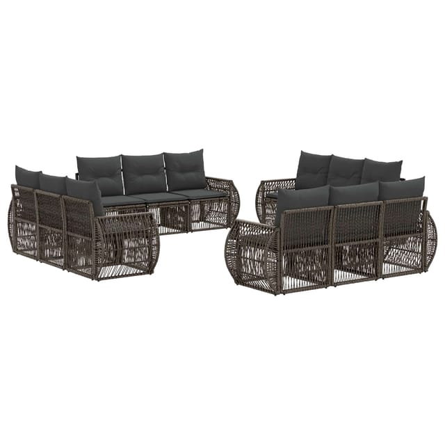vidaXL Gartensofa-Set 12-Tlg Grau und Dunkelgrau Poly-Rattan 3435368