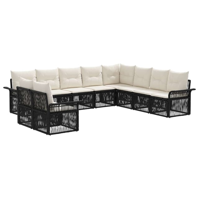 vidaXL Gartensofa-Set 10-Tlg Schwarz Poly-Rattan 3434875