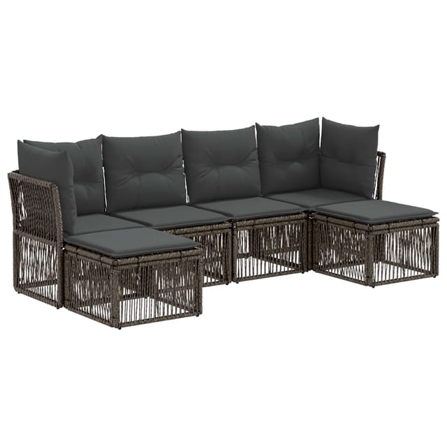 vidaXL Gartensofa-Set 6-Tlg Grau Poly-Rattan 3434303