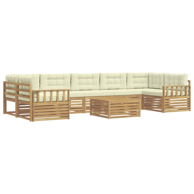 vidaXL Outdoor-Sofagarnitur 8 Stk Weiß und Creme Massivholz Akazie 3390195