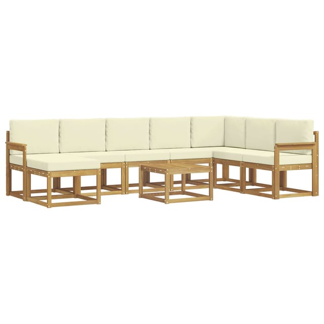 vidaXL Outdoor-Sofagarnitur mit Kissen 9-Tlg Weiß und Creme 3388074