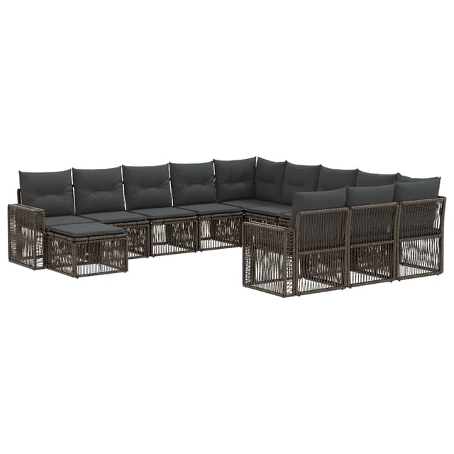 vidaXL Gartensofa-Set 12-Tlg Grau und Dunkelgrau Poly-Rattan 3435329