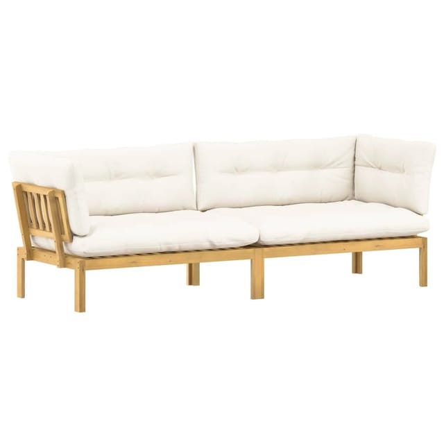 vidaXL Garten Pallet Sofa Einheiten 2 Stück Hellbraun und Cremeweiß 3418258
