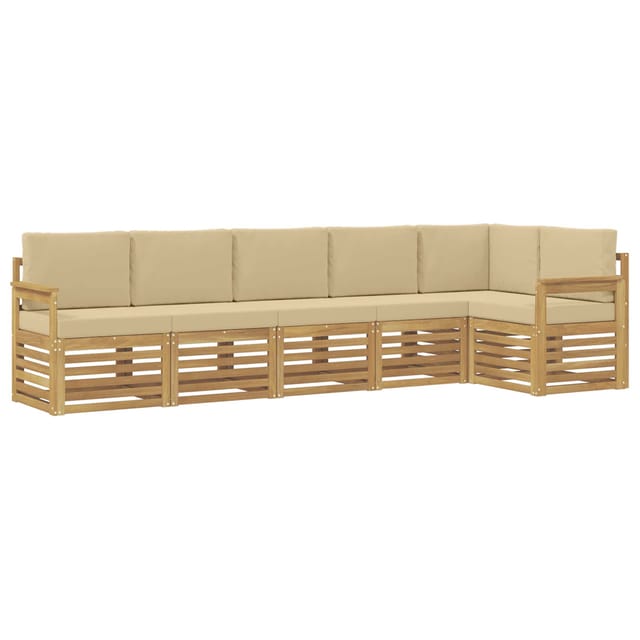 vidaXL Outdoor-Sofagarnitur 6-Tlg Weiß und Beige 306 x 128,5 x 73 cm 3391903