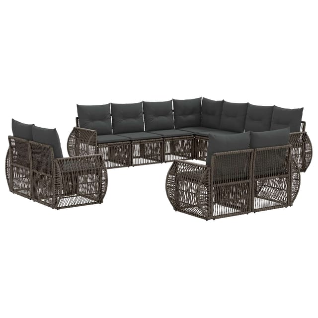 vidaXL Gartensofa-Set 11-Tlg Grau und Dunkelgrau Poly-Rattan 3435587
