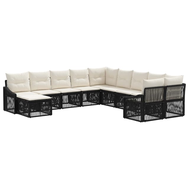 vidaXL Gartensofa-Set 11-Tlg Schwarz Poly-Rattan 3436204