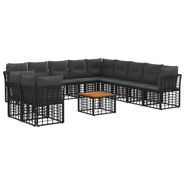 vidaXL Outdoor-Sofagarnitur 12 Stk Schwarz und Dunkelgrau Polyester 3437509