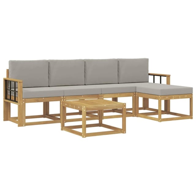 vidaXL Outdoor-Sofagarnitur 6-Tlg Weiß und Hellgrau 59 x 59 x 37 cm 3387535