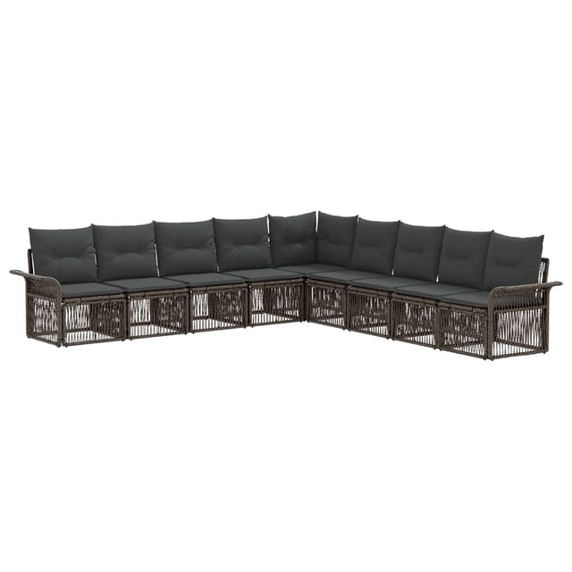 vidaXL Gartensofa-Set 9-Tlg Grau Poly-Rattan 3434852