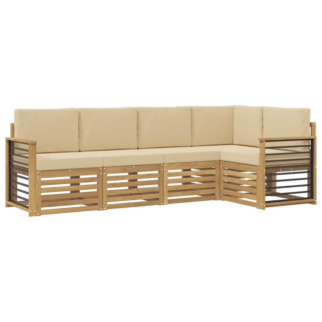 vidaXL Outdoor-Sofagarnitur 5 Stk Weiß und Beige 247 x 128,5 x 73 cm 3391848