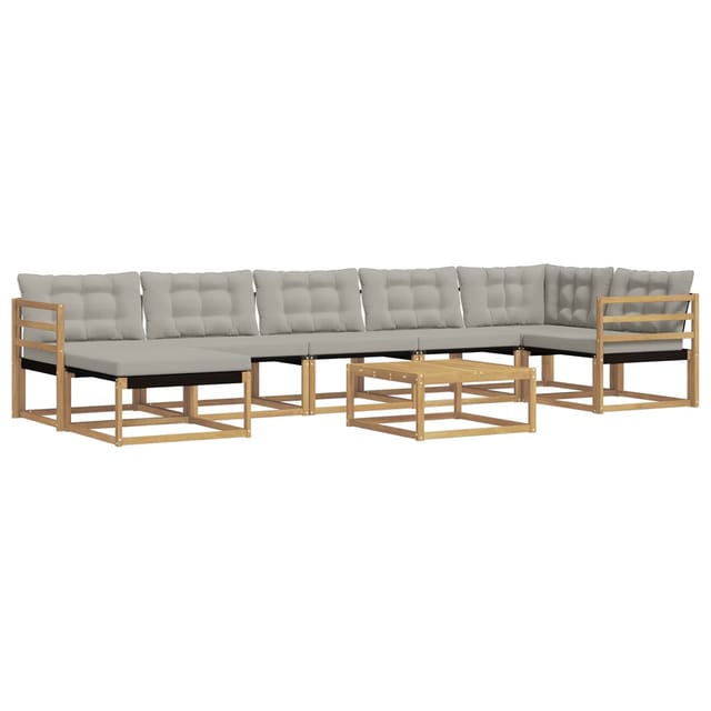 vidaXL Outdoor-Sofagarnitur 8-Tlg Weiß und Hellgrau Massivholz Akazie 3388913