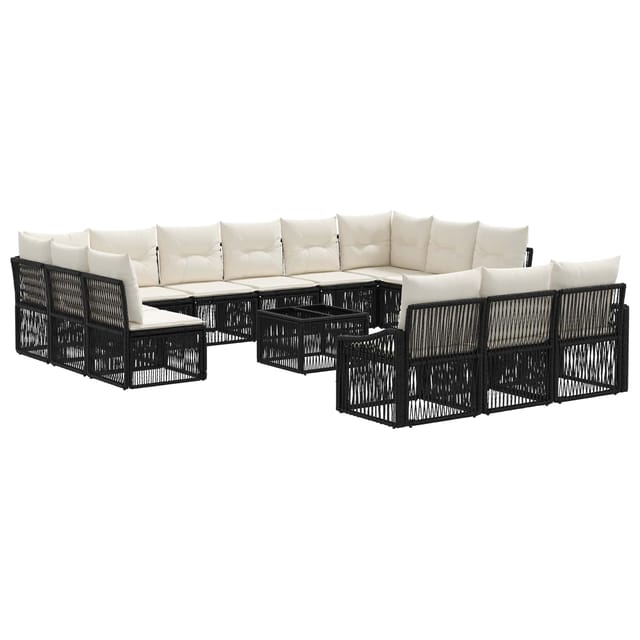 vidaXL Gartensofa-set 14 Stk Schwarz Poly-Rattan 3436159