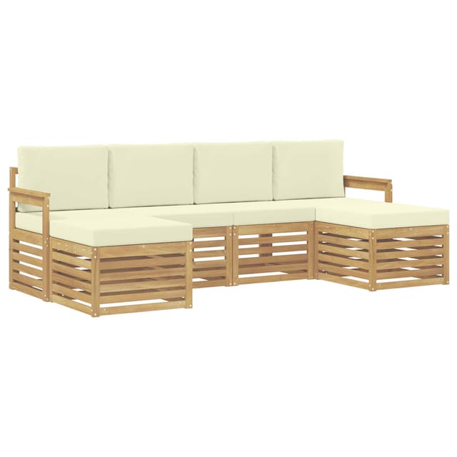 vidaXL Outdoor-Sofagarnitur 6-Tlg Weiß und Creme 249 x 122,5 x 73 cm 3392260