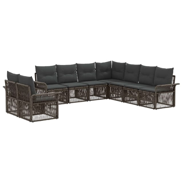 vidaXL Gartensofa-Set 9-Tlg Grau Poly-Rattan 3434870