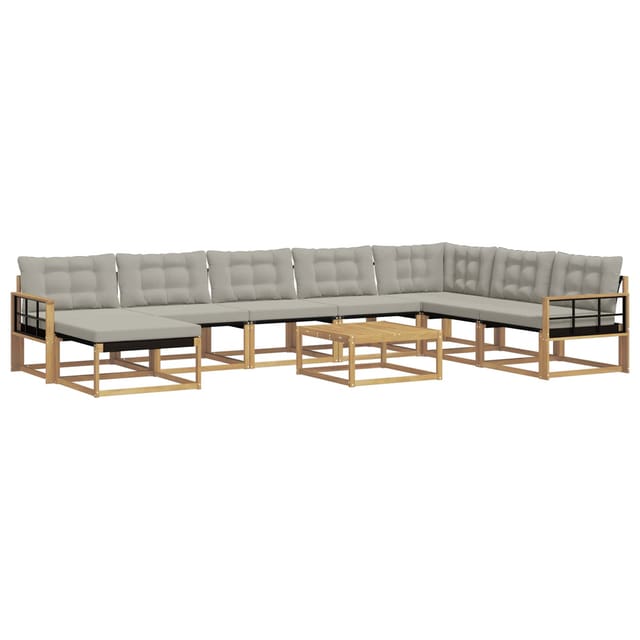 vidaXL Outdoor-Sofagarnitur 9-Tlg Weiß und Hellgrau 79 x 79 x 37 cm 3389001
