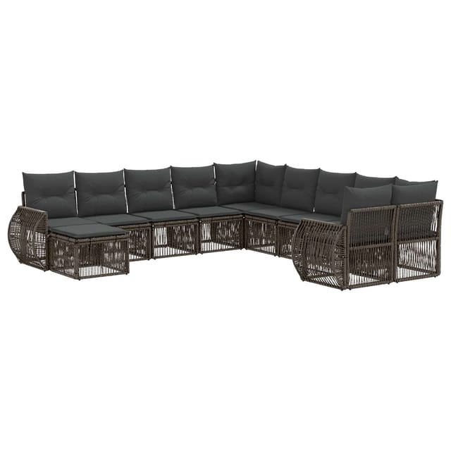 vidaXL Gartensofa-Set 11-Tlg Grau Poly-Rattan 3435617