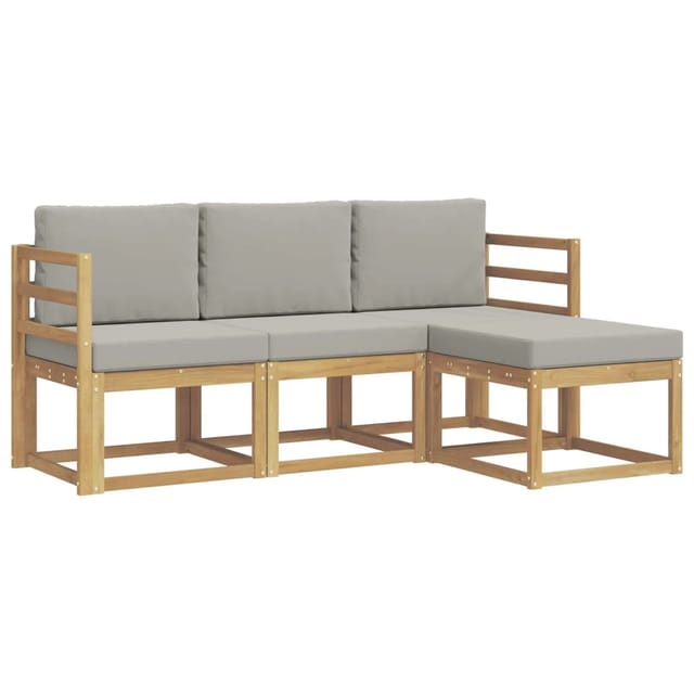 vidaXL Outdoor-Sofagarnitur 4-Tlg Weiß und Hellgrau 3387440