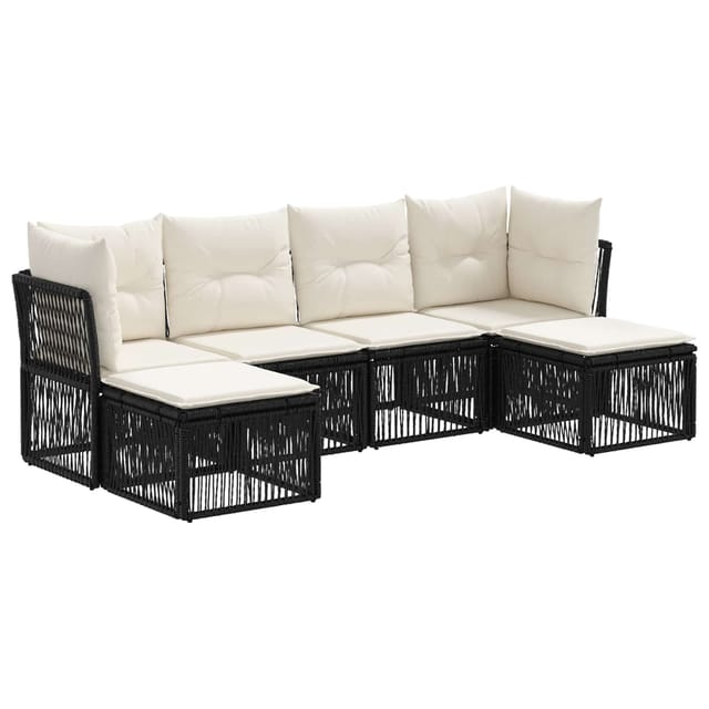 vidaXL Gartensofa-Set 6-Tlg Schwarz Poly-Rattan 3434302